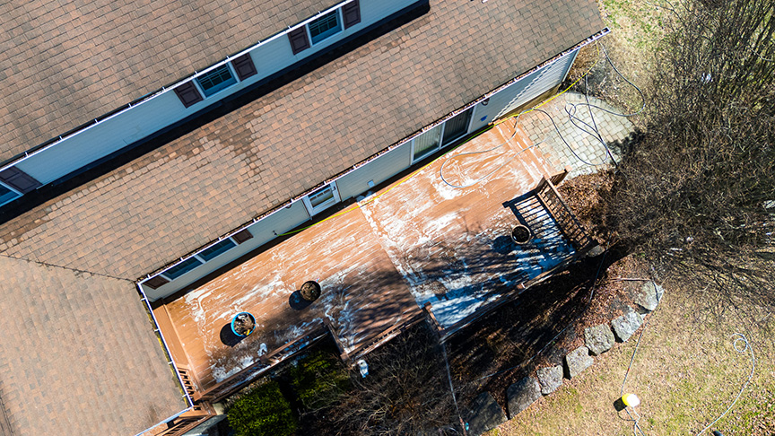 Aerial view of Deck Washing by Yorgey's Pressure Washing